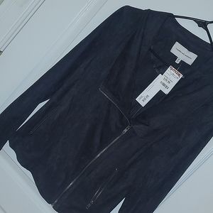 Womens Charcoal faux suade zip up jacket